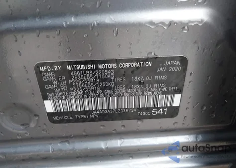 2020 Mitsubishi Outlander Le 2.4/Se 2.4/Sel 2.4/Sp 2.4 из США, поврежденный, VIN JA4AD3A37LZ036734